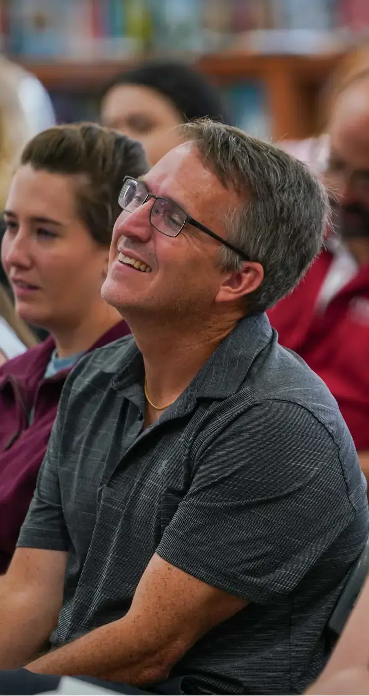 Porter-Gaud teachers at a staff meeting